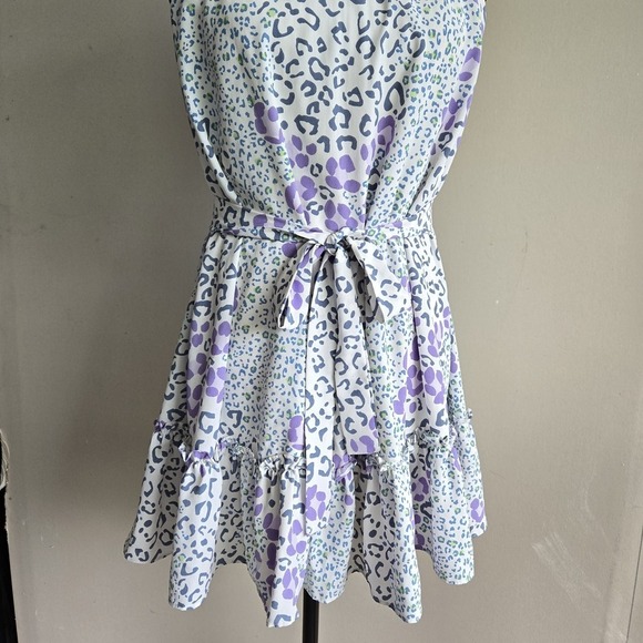 Slate & Wayne Mini Dress Womens Size XS Sleeveless Cheetah Tiered Flowy Party - Picture 7 of 16